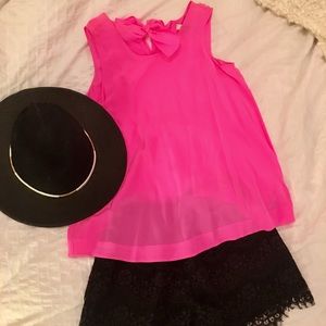 Madewell Pink Silk Bow-Back Tank